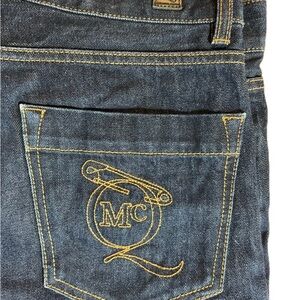 Alexander McQueen Dark Blue Straight Jeans with Embroidery Size 34 Price $250